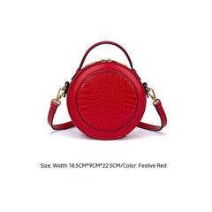 Trendy Patterned Small Round Handbag Leather