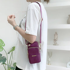 3-Layer Zip Design Phone Shoulder Bag