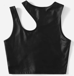 Patent Leather Irregular Shoulder Vest