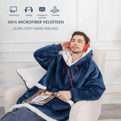 Warm Winter Hoodie Blanket with Pockets Unisex