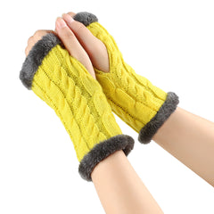 Twist-Knit Winter Fingerless Fleece Gloves