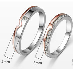 Sterling Silver Romantic Couple Rings Set