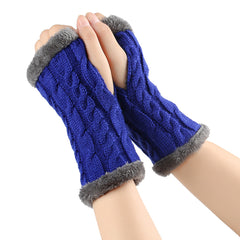 Twist-Knit Winter Fingerless Fleece Gloves