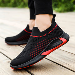 Men's Striped Mesh Slip-on Sneakers