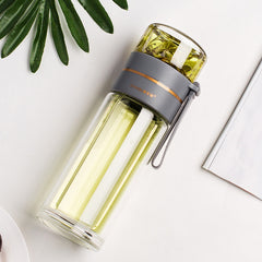 Glass Water Bottle With Tea Infuser Filter Tea Separation Leakproof