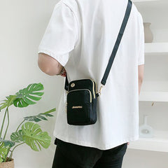 3-Layer Zip Design Phone Shoulder Bag