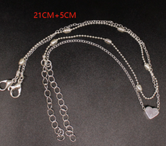 Double-layered Anklet Retro Beach Ball Chain Heart-shaped