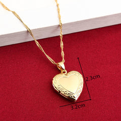 Romantic Heart Locket Necklace, 24K Gold