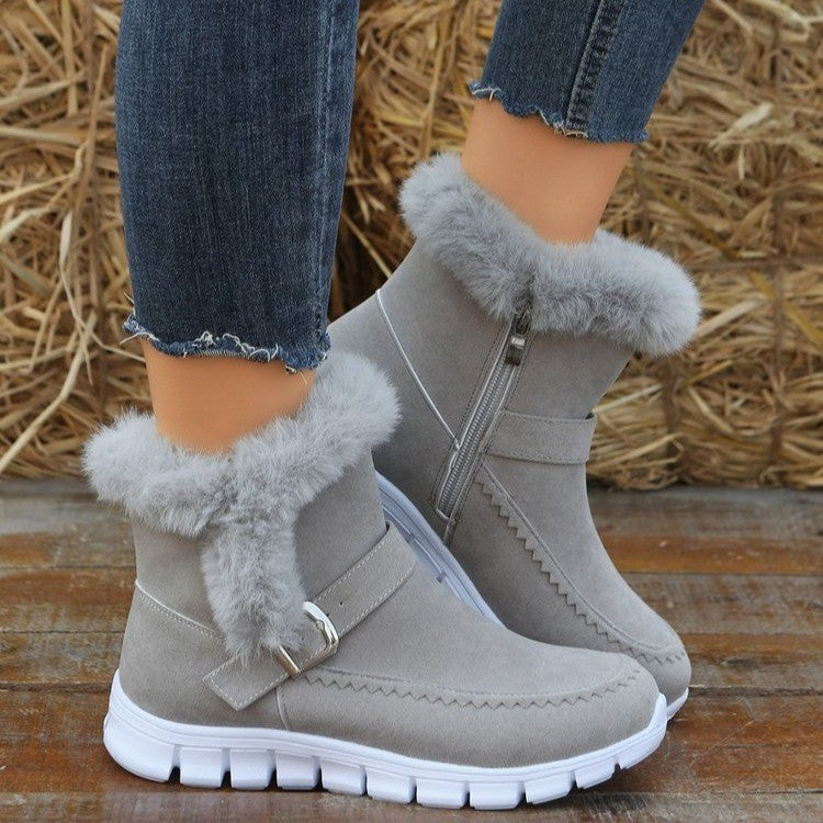 Warm Buckle Design Snow Boots