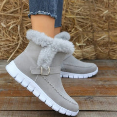 Warm Buckle Design Snow Boots